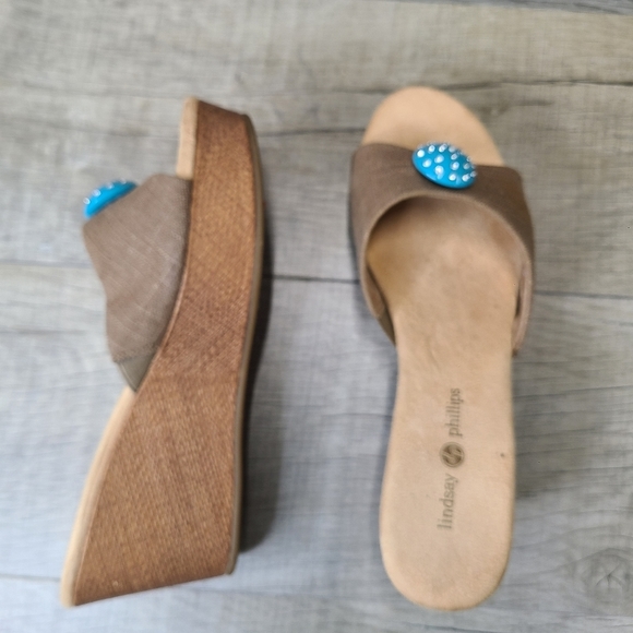 Lindsay Phillips open toe wedge sandal Size 9.5 - Picture 6 of 10